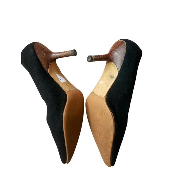 Gucci Size 4.5 C Black Wool Pointy Toe Pumps - Picture 9 of 11